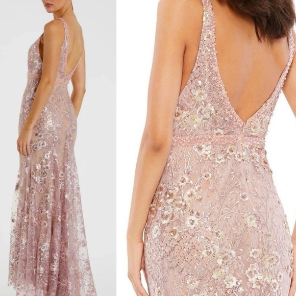 NWT Mac Duggal Sz 6 Floral Lace Embellished Rose Pink Gown 67481 ($698) - Picture 5 of 5